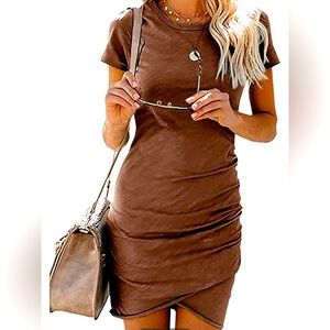 T shirt dress, Size small, Crew Neck, Short Sleeve, Ruched